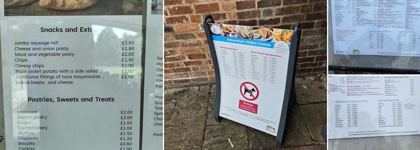 Walsall Arboretum Cafe Menu