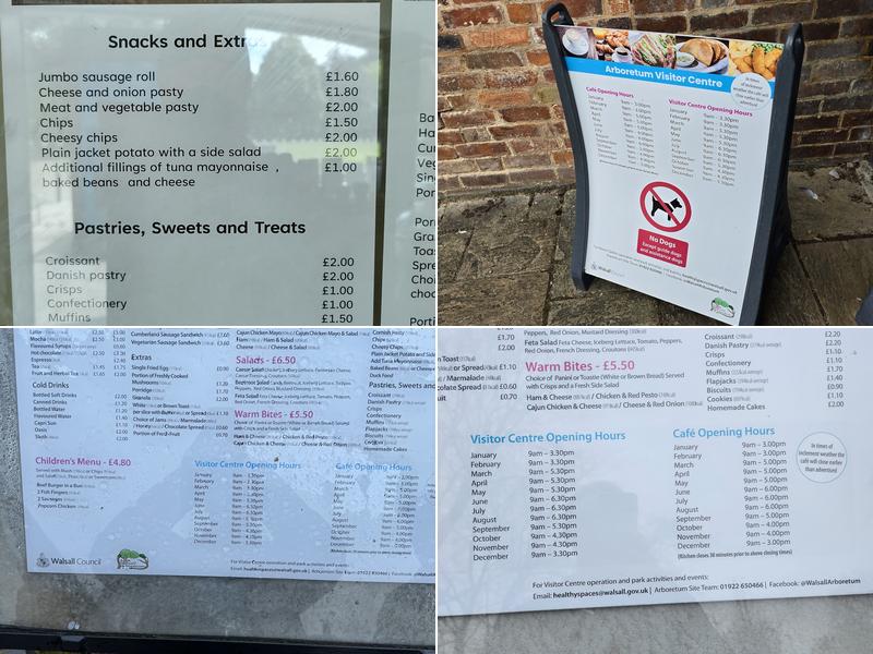 Walsall Arboretum Cafe Menu