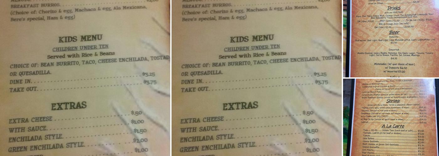 El Ranchito Menu