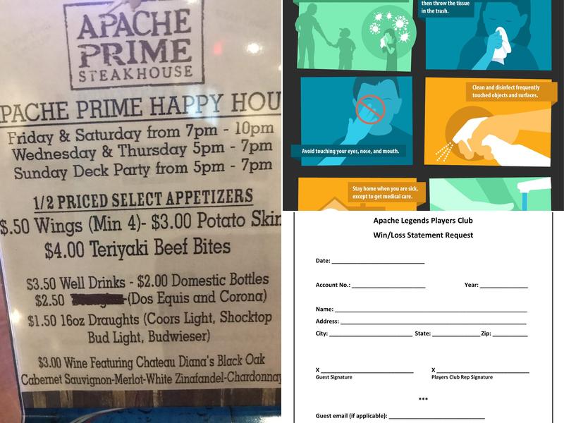 Apache Prime Steakhouse Menu