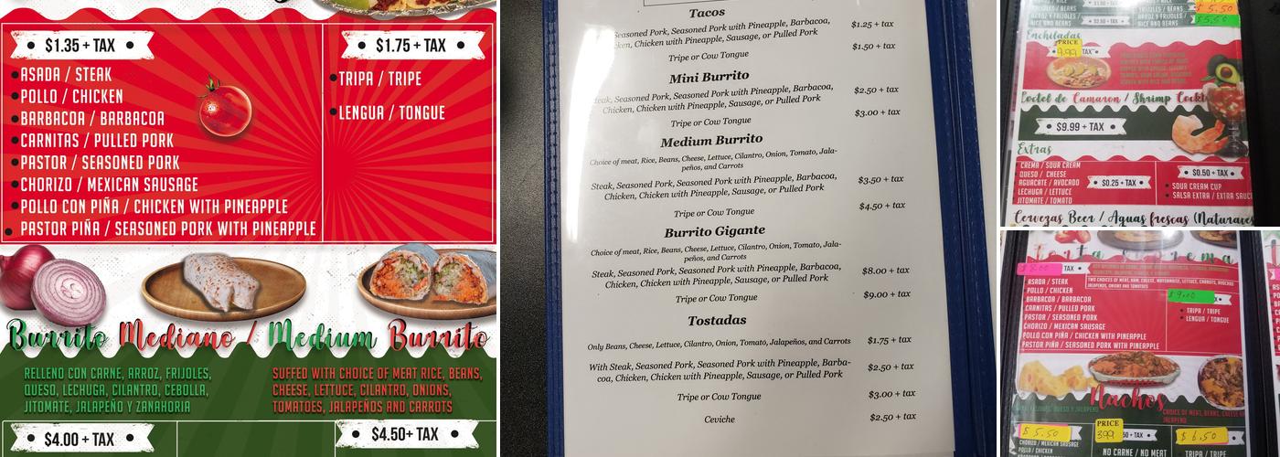 Taqueria Don Gonzalo Menu