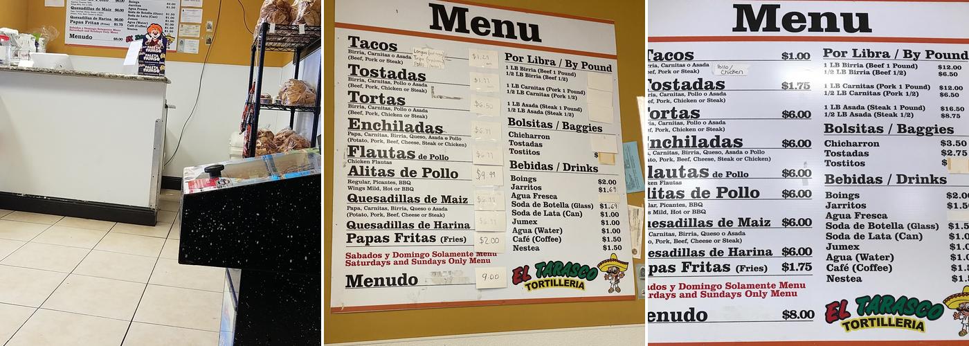 El Tarasco Menu