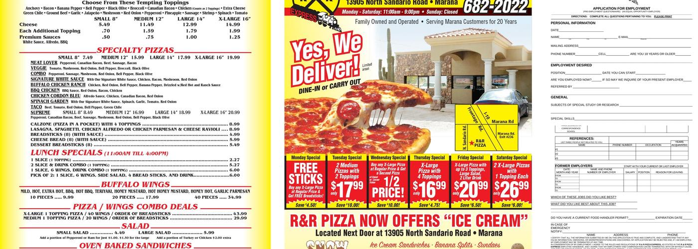 R & R Pizza Express Menu