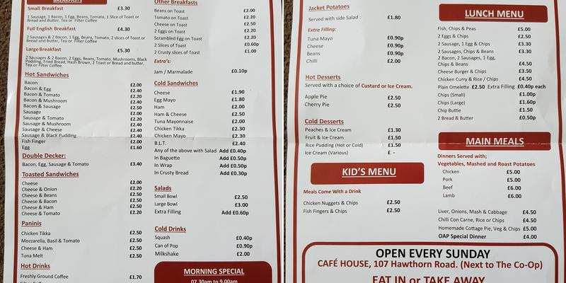 CAFE HOUSE Menu