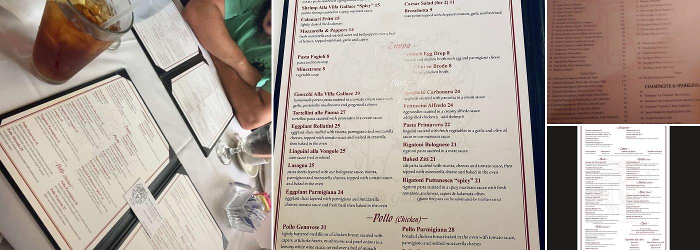 Villa Gallace Menu