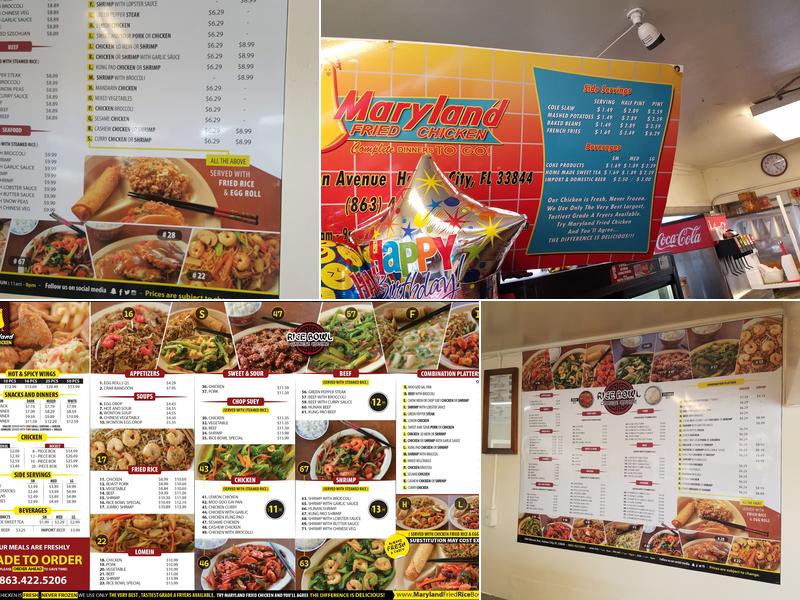 Maryland Fried Chicken Menu