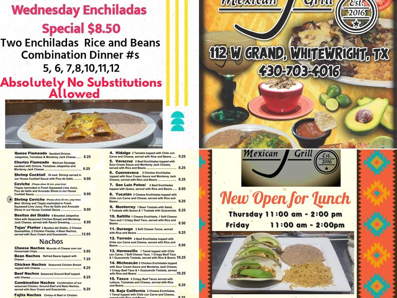 Tejas Mexican Grill Menu