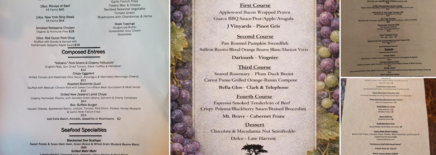 Cypress Grille Menu