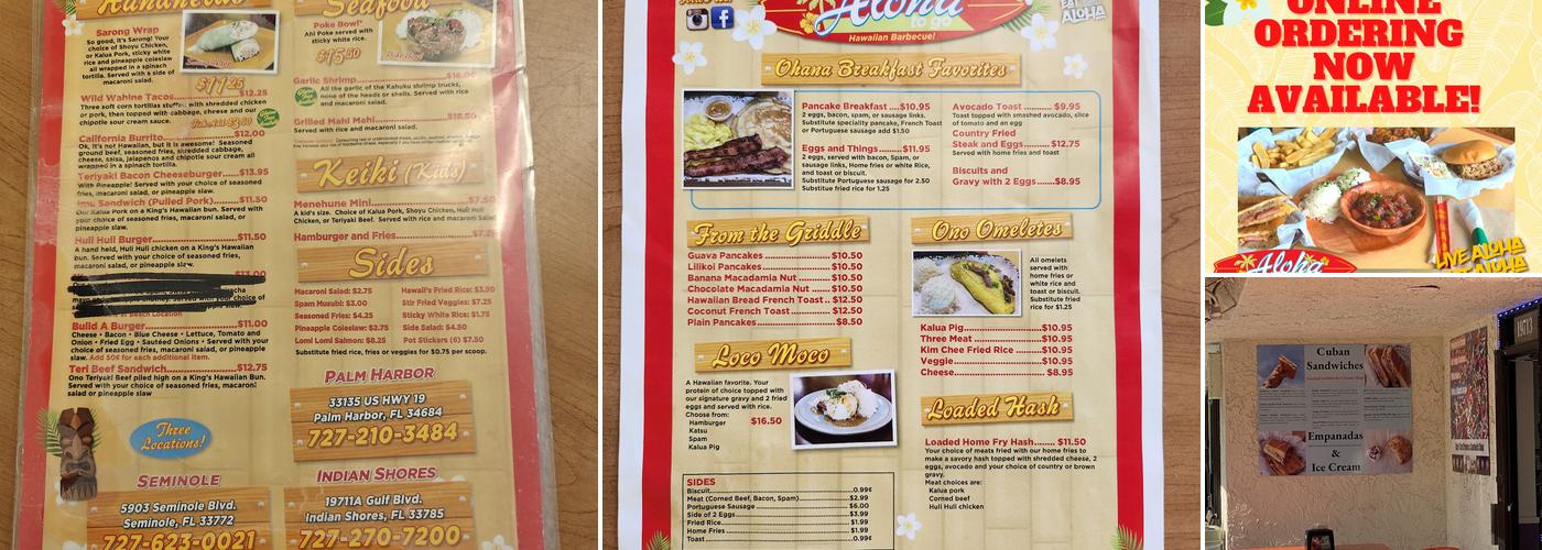 Aloha To Go Menu