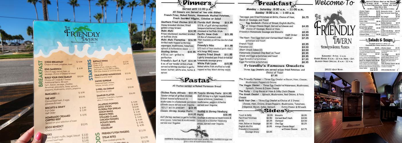 Friendly Tavern Menu