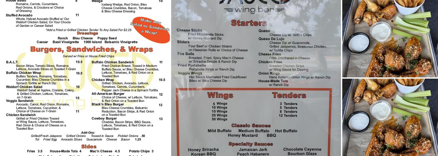 Sauced Wing Bar Menu