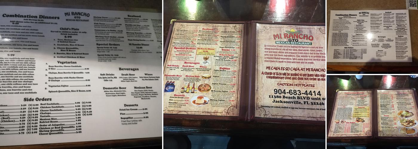 Mi Rancho GTO Menu
