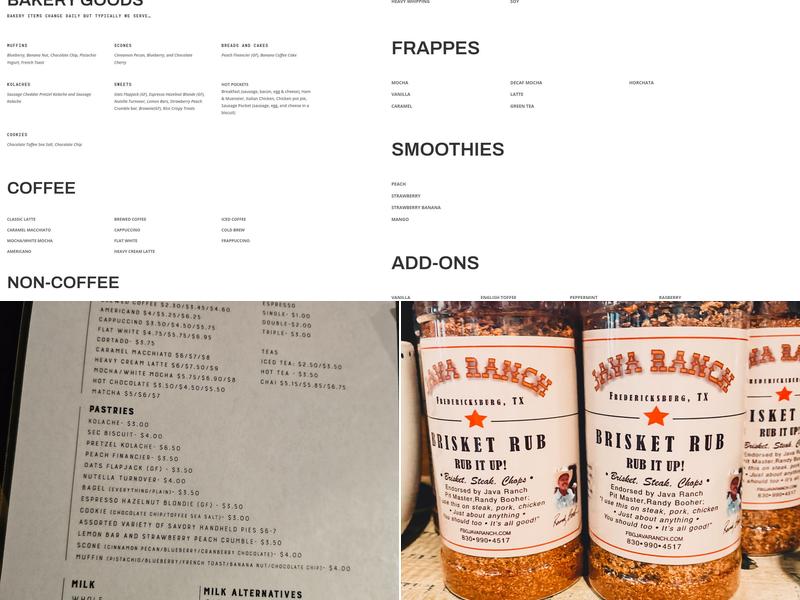 Java Ranch Coffee & Provisions Menu