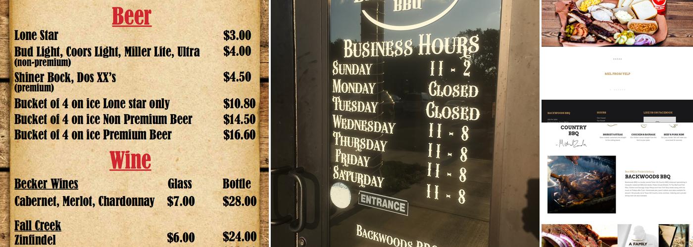 Backwoods BBQ Menu