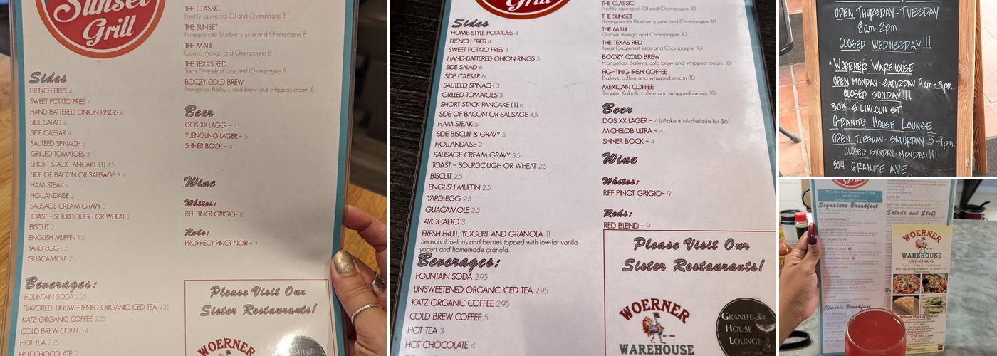 Sunset Grill Menu