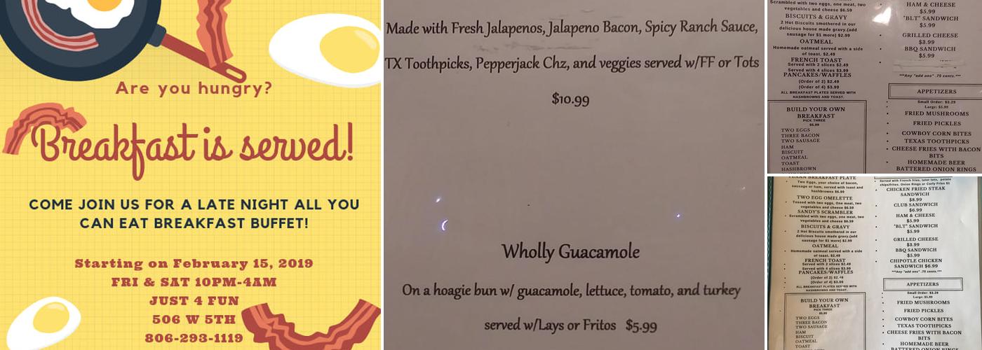 Mr D's Just 4 Fun Menu