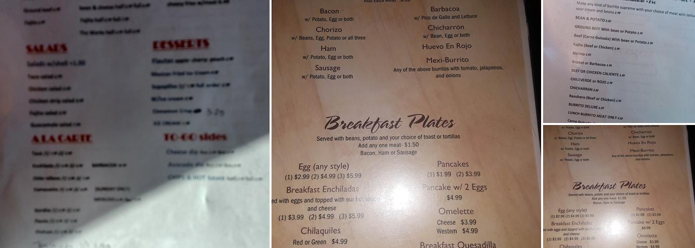 El Burrito Menu