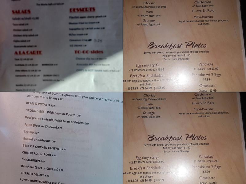 El Burrito Menu