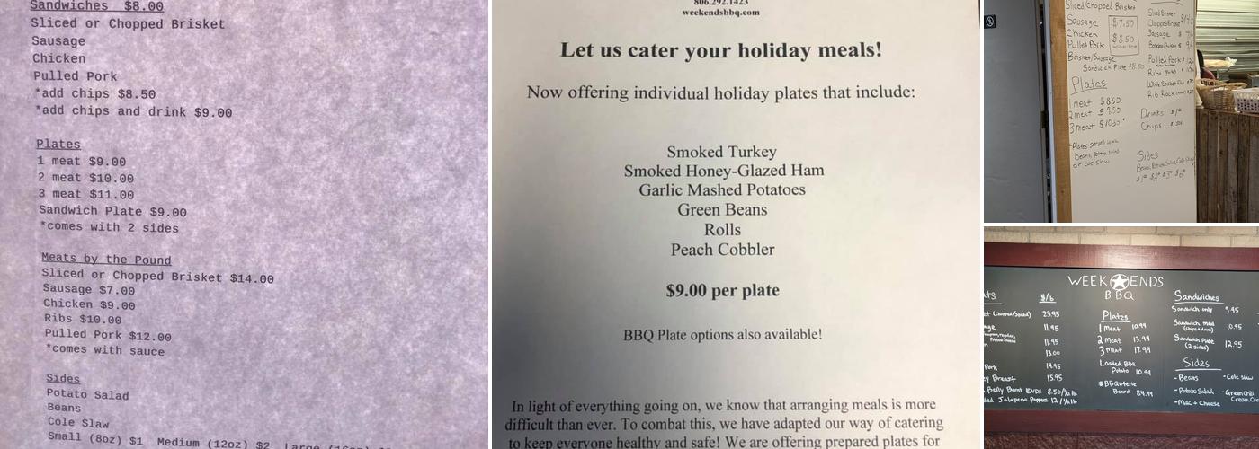 WeekEnds BBQ and Catering Menu