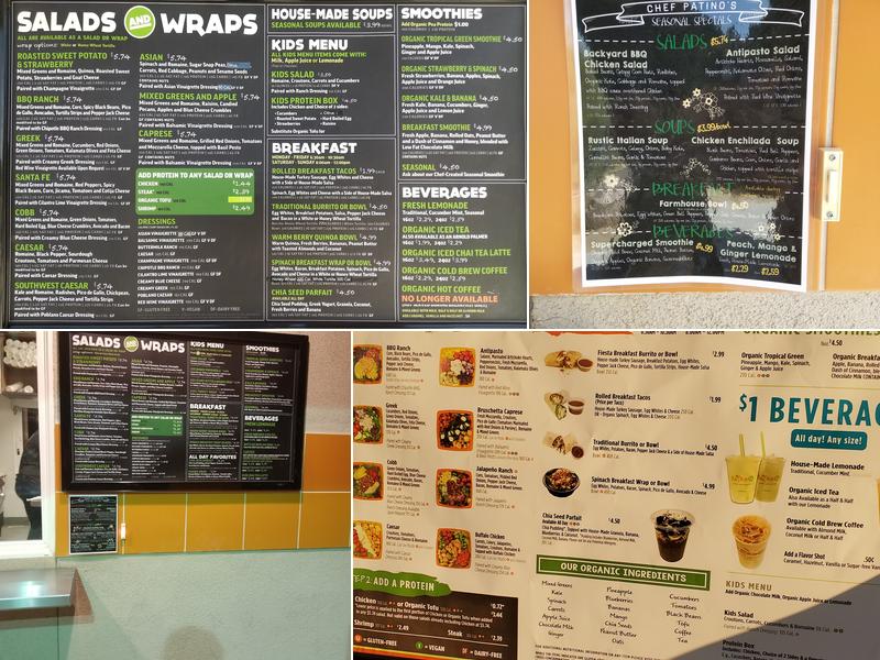 Salad and Go Menu