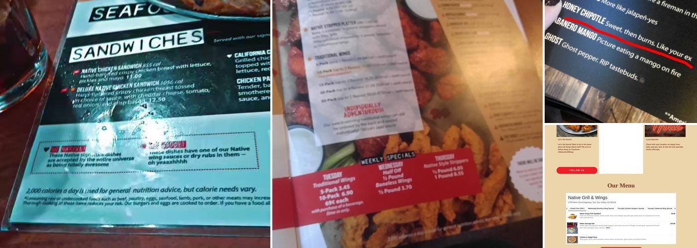 Native Grill & Wings Menu