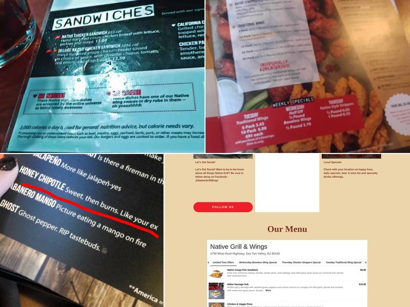 Native Grill & Wings Menu