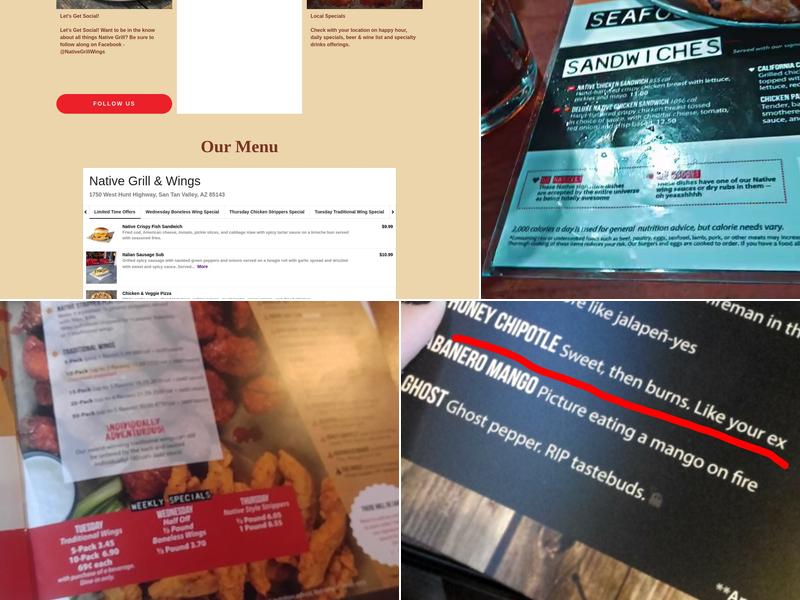 Native Grill & Wings Menu