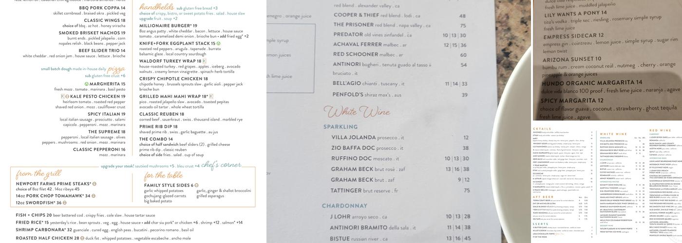 Palma Kitchen + Tap Menu