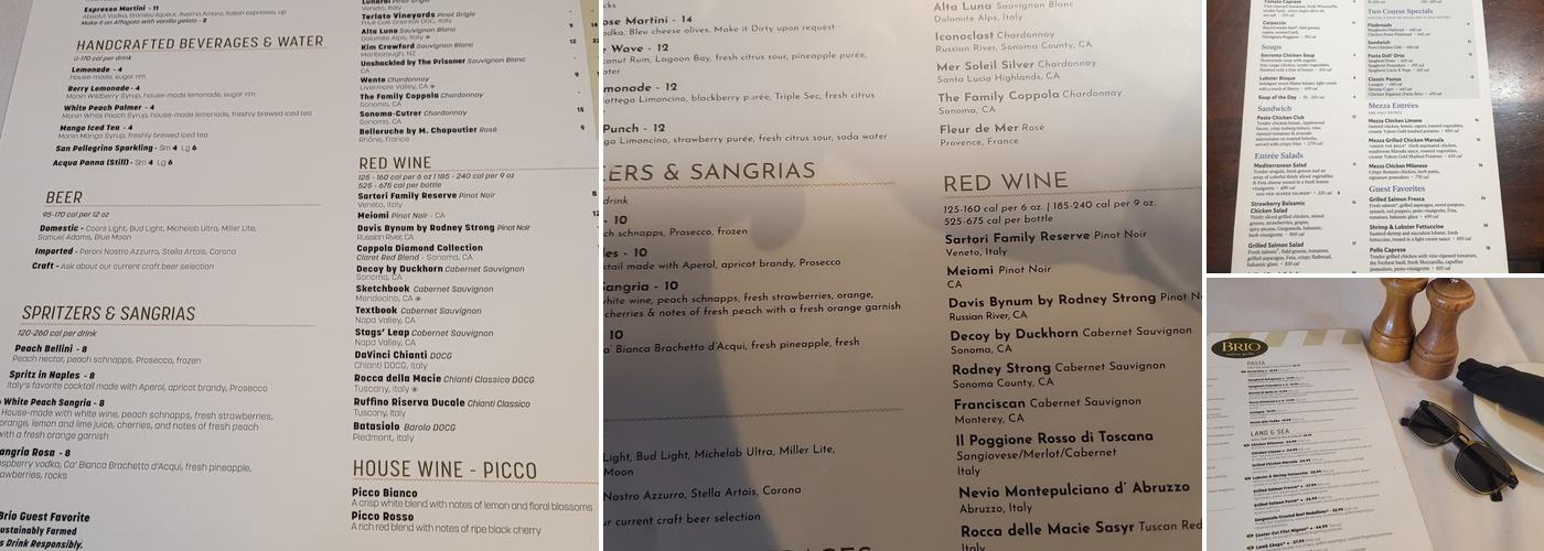 Brio Italian Grille Menu