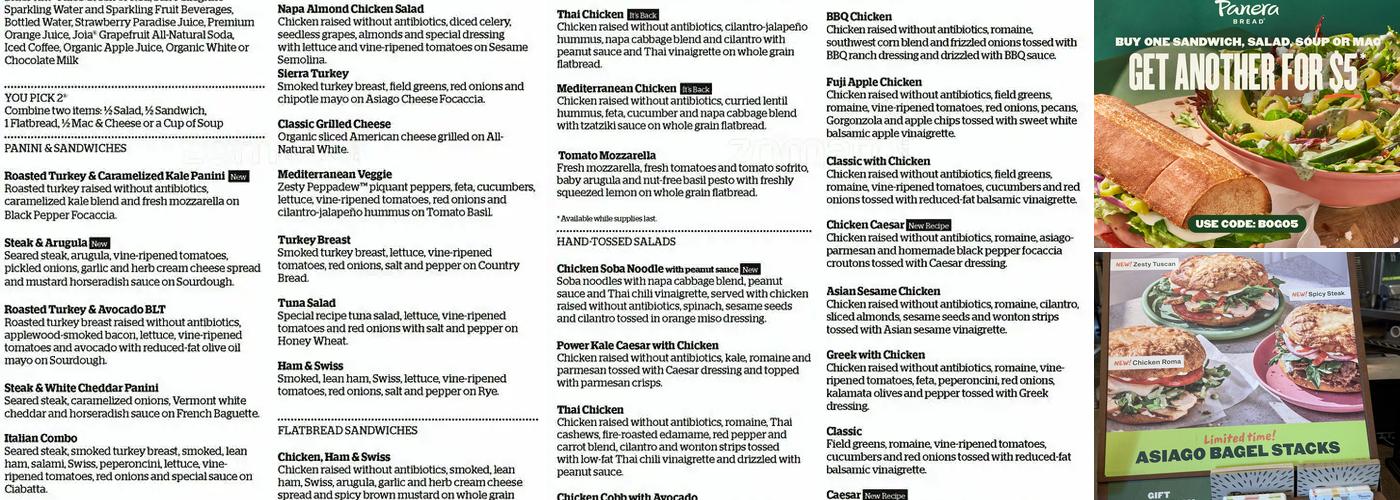 Panera Bread Menu