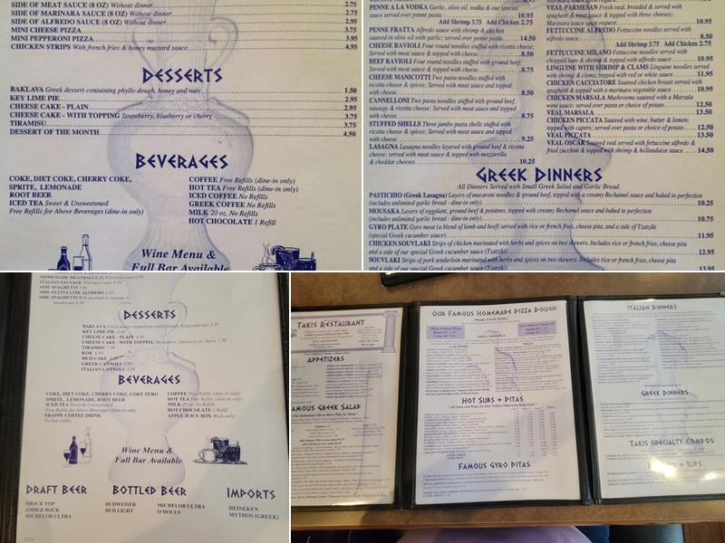 Takis Restaurant Menu