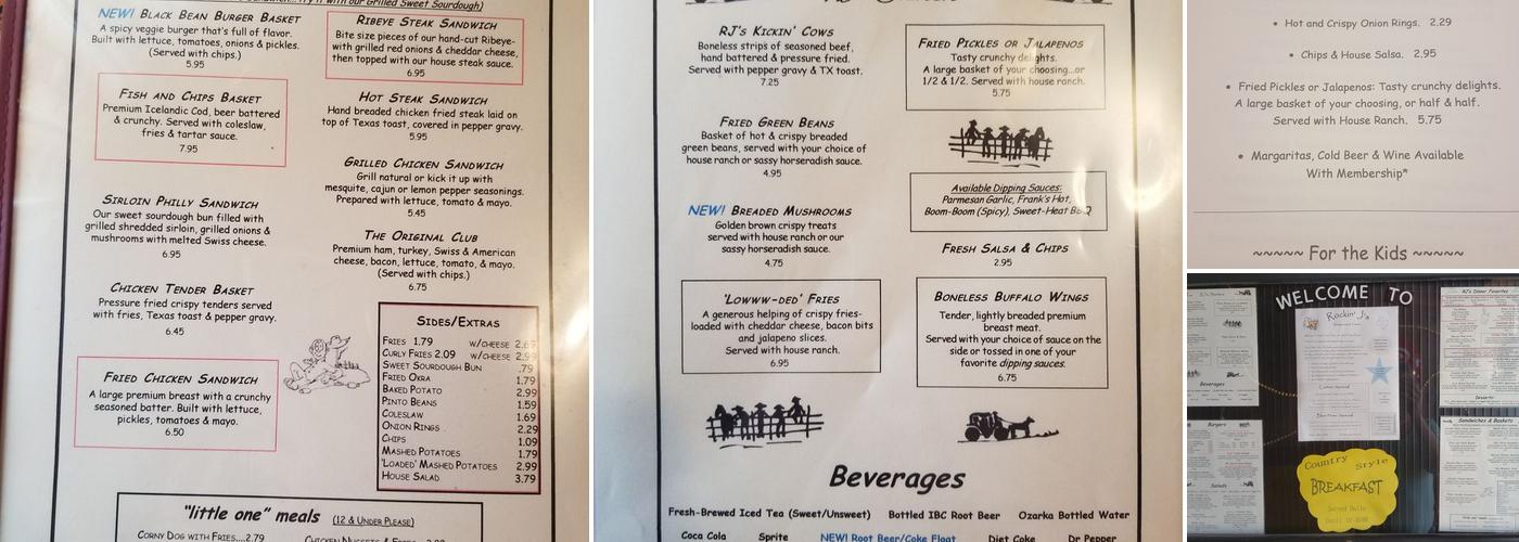 Rockin' J's Restaurant & Tavern Menu
