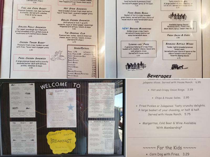 Rockin' J's Restaurant & Tavern Menu