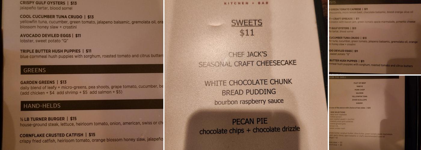 Turners Kitchen + Bar Menu