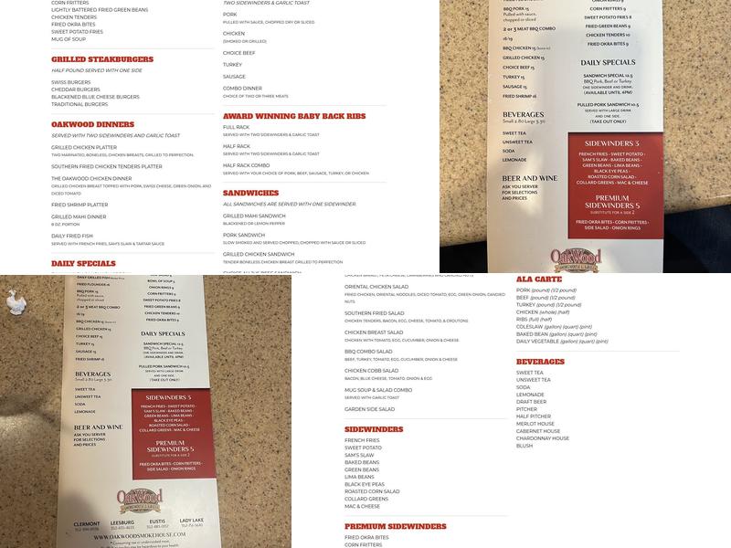Oakwood Smokehouse & Grill Menu