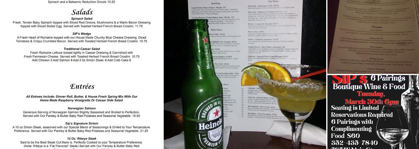 Sip Restaurant & Jazz Menu