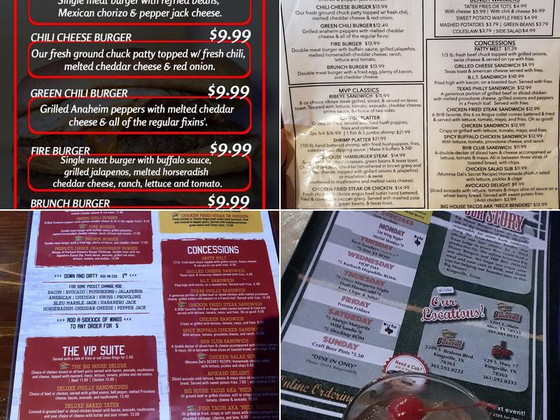 Big House Burgers Menu