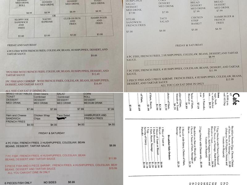 Bertha's Cafe Menu