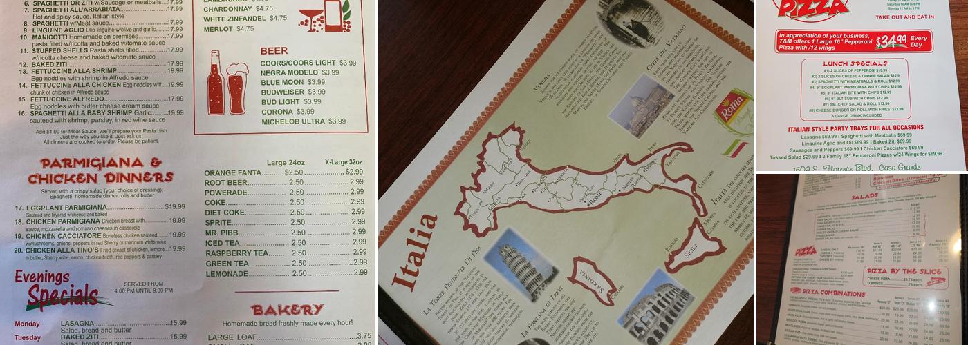 T & M Pizza Menu