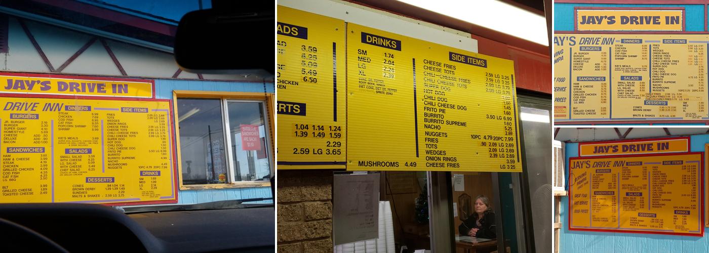 Jay's Drive Inn Menu