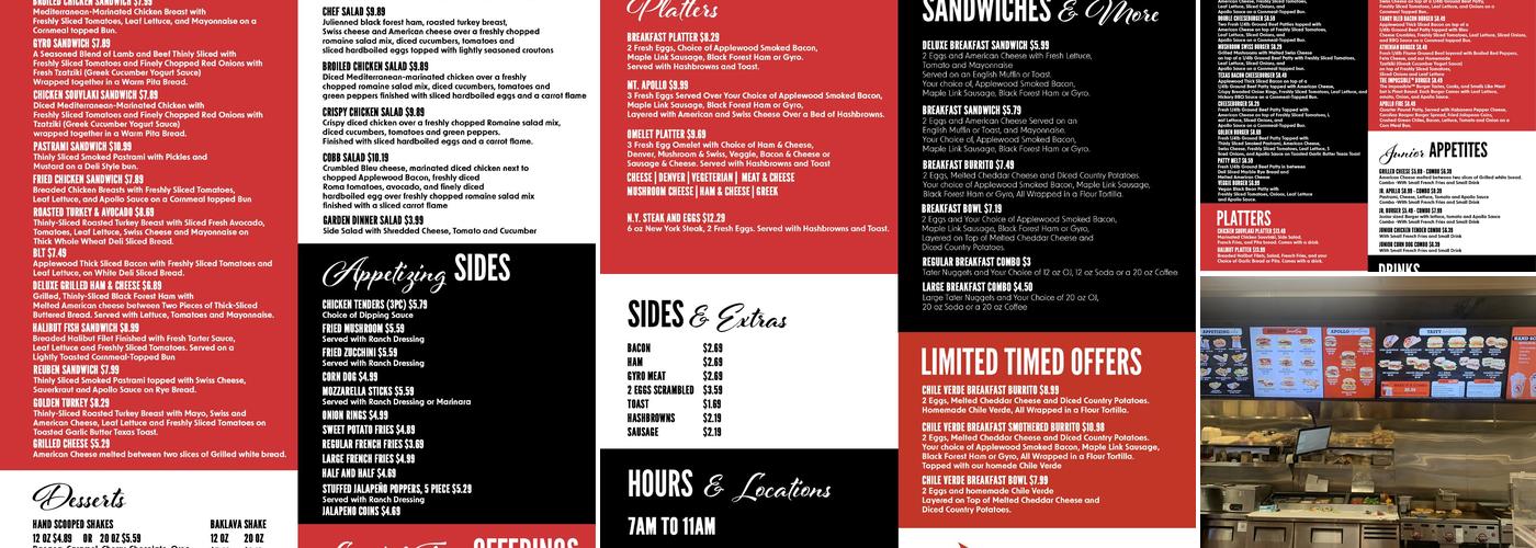 Apollo Burger Menu