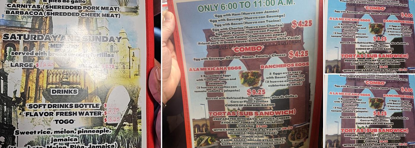 Taqueria Arandas Menu