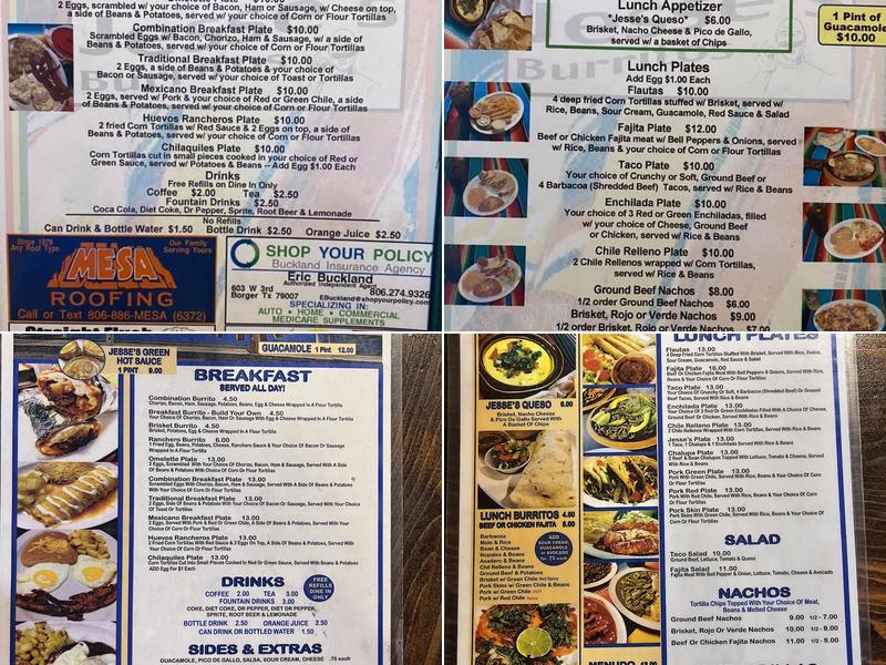 Jesse's Burritos Menu