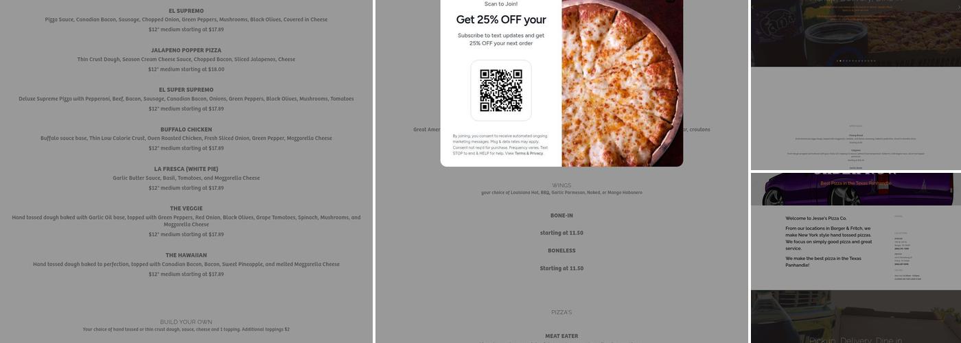 Jesse's Pizza Menu