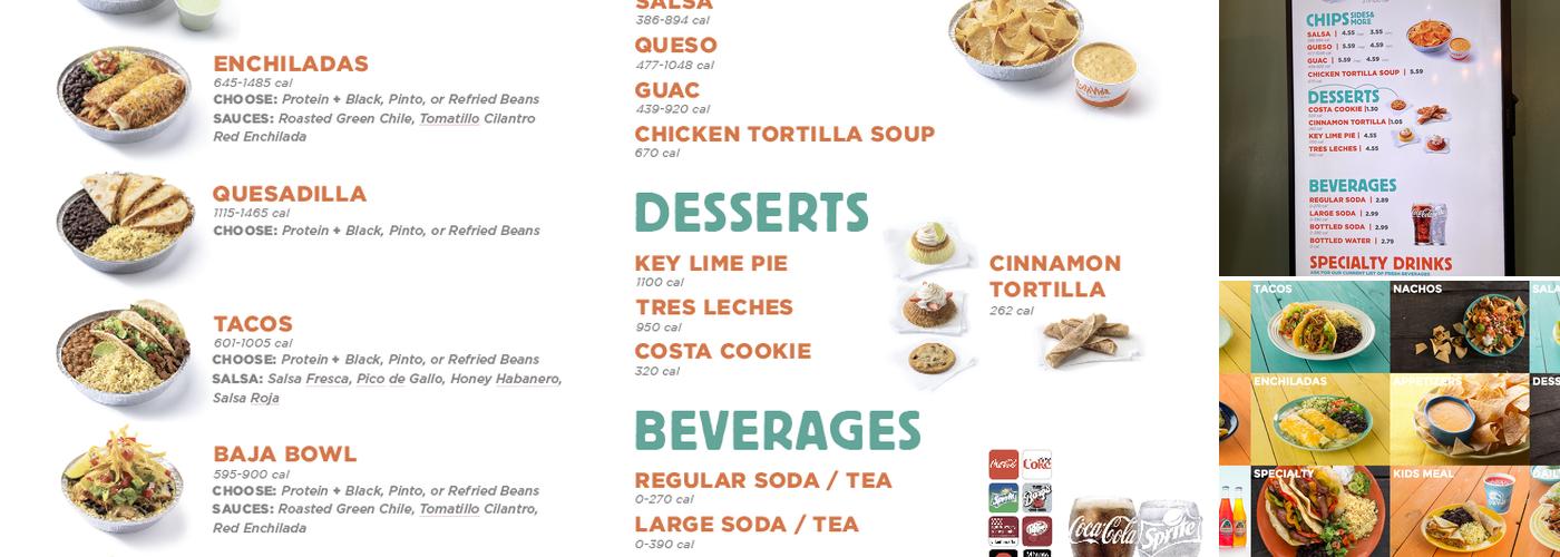 Costa Vida Menu