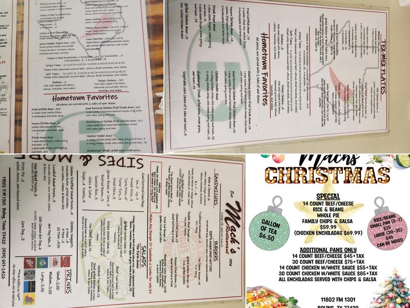 Mach's Restaurant Menu