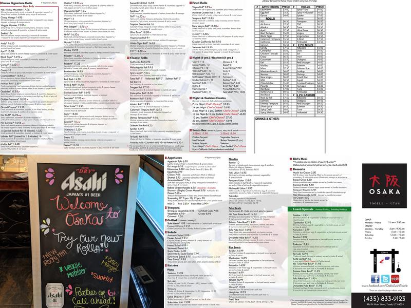 Osaka Menu