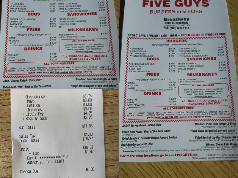 Five Guys Menu