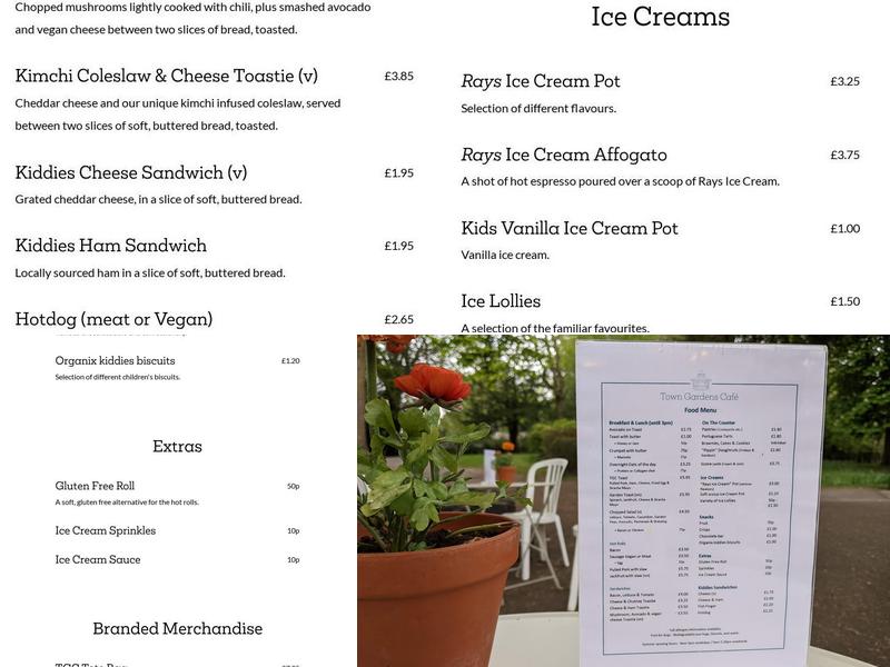 Town Gardens Café Menu