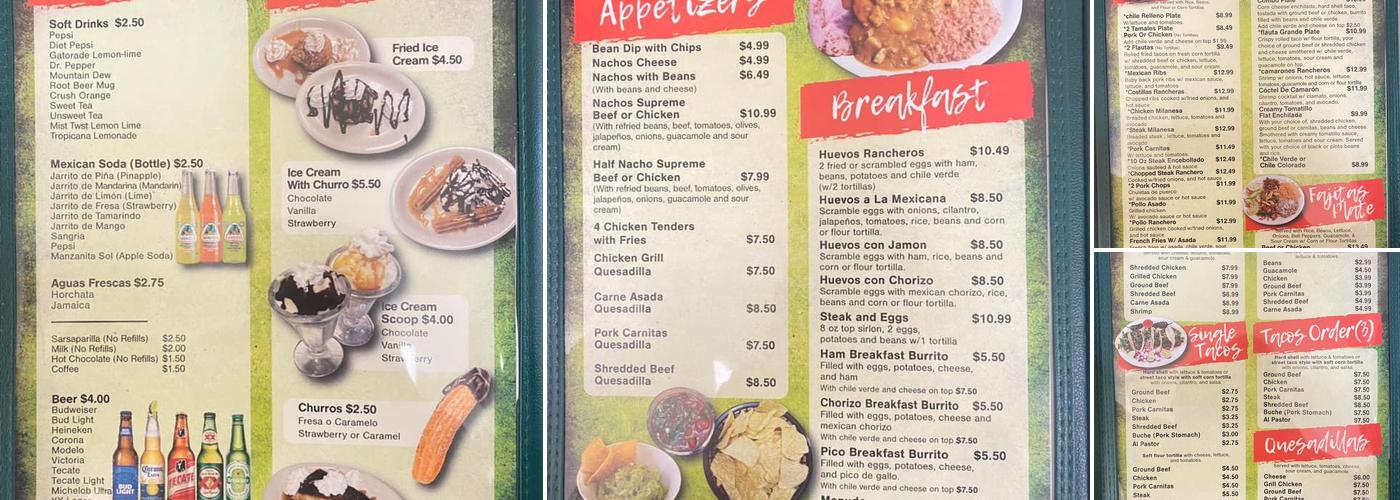 El Green Burrito Menu